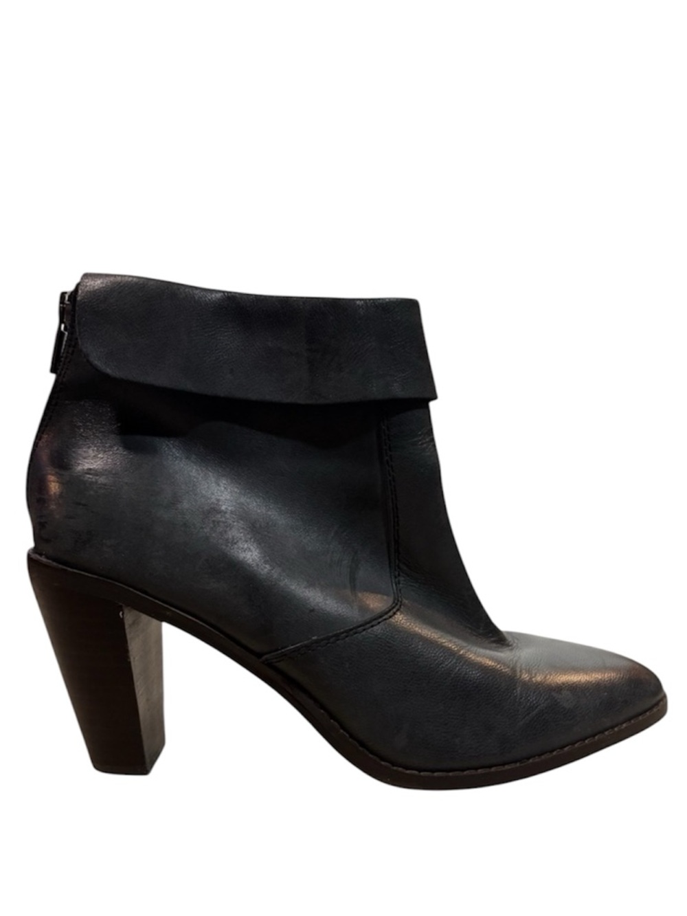 Lucky‎ Brand NYCOTT Leather Ankle Boots Women’s 11 Black Almond Toe 3.5” Heel